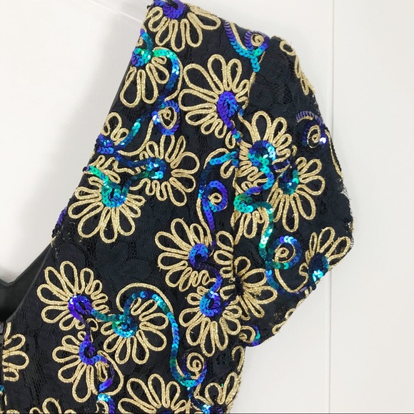 VINTAGE DAVE & JOHNNY 1980s Velvet Black Dress - Picture 4 of 12